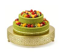 FEICTPOX Cake Stand, Metal Round Cupcake Dessert Stand Cake Display Holder Cookies Fruit Serving Tray Decor for Wedding Party Birthday Baby Showers Anniversary (Gold, 12in)