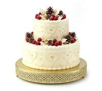 FEICTPOX Cake Stand, Metal Round Cupcake Dessert Stand Cake Display Holder Cookies Fruit Serving Tray Decor for Wedding Party Birthday Baby Showers Anniversary (18 in, Gold)