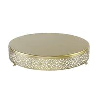 FEICTPOX Cake Stand, Metal Round Cupcake Dessert Stand Cake Display Holder Cookies Fruit Serving Tray Decor for Wedding Party Birthday Baby Showers Anniversary (14in, Gold)