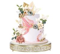 FEICTPOX Cake Stand, Metal Round Cupcake Dessert Stand Cake Display Holder Cookies Fruit Serving Tray Decor for Wedding Party Birthday Baby Showers Anniversary,Gold 16"
