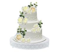 FEICTPOX Cake Stand, Round, Metal, Cupcake Dessert Stand, Cake Plate, Cake Stand, Cookies, Fruit, Serving Tray, Decor for Wedding, Party, Birthday, Baby Shower, Anniversary (16 inches, matte white)