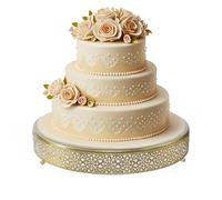 FEICTPOX Round Metal Cake Stand Cupcake Dessert Cookie Fruit Decoration for Wedding Birthday Baby Shower Anniversary (16 Inch, Gold)