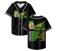 Feid Ferxxo Fastest Tour Europe 2025 Baseball Jersey Short Sleeve Button-up Shirts Women Men Streetwear Tee (Black,L)