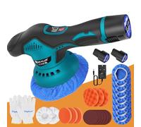 Feidak Cordless Car Buffer Polisher - with 12V Lithium Rechargeable Battery Brushless Polisher with 8 Variable Speed, 2pcs 2.0Ah Portable Wireless Buffer Kit for Buffer/Polisher/Sander, WZ-LDPGJ-FDK2
