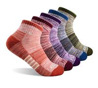 FEIDEER Hiking Walking Socks For Women, Multi-pack Outdoor Recreation Socks Moisture Wicking Crew Socks, Red/Blue/Green/Pink/Purple - Qtr, 6.5-10.5