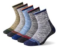 FEIDEER Men's Hiking Walking Socks, Multi-Pack Wicking Cushioned Outdoor Recreation Hiking Socks, Black/Dark Blue/Green/Gray/Blue, 10-13