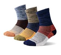 FEIDEER mens Modern Hiking socks, Athletic Cushioned Cotton Socks with Arch Support, Color Block Assorted (3 Pairs), 6.5-10.5