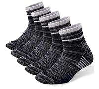FEIDEER Men's Walking Hiking Socks, Wicking Cushion Quarter Crew Socks for Men's Outdoor Sports, 3/4/5 Pair, 6-15 Size, Black 5 Pairs, 10-13