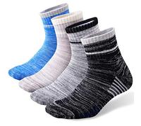 FEIDEER Men's Walking Hiking Socks, Wicking Cushion Quarter Crew Socks for Men's Outdoor Sports, 3/4/5 Pair, 6-15 Size, Black/Light Grey/Dark Grey/Blue, 6.5-10.5