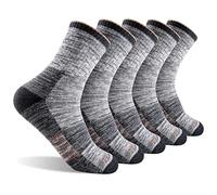 FEIDEER Men's Women's Hiking Walking Socks, Moisture Wicking Cotton Cushion Quarter Crew Socks, 5 Pairs Dark Gray, Large