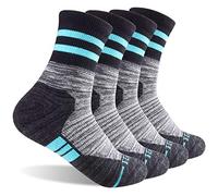 FEIDEER Women's Hiking Walking Socks, 4-Pack Outdoor Recreation Socks Wicking Cushion Crew Socks, Dark Gray, L