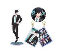 FEIDIAO BLUEs LOCK Goods 3pcs Set Isagi Yoichi Figure Badges Chigiri Hyoma Keychain Pendant Bachira Meguru Acrylic Stand for Fans (H)