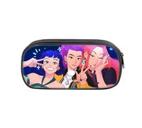 FEIDIAO Devil Hunters Pencil Case Cute Anime Figure Pen Case School Large Capacity Pen Bag Portable PU Cosmetic Pouch (E)