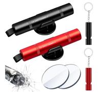 FeiFanChoice Car Window Breaker, 2 Pack 2-in-1 Car Safety Hammer with Holder, Testing Glass & Survival Whistle, with Seatbelt Cutter for Car Safety, Red and Black