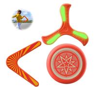 FeiFanChoice Wooden Boomerang, 2PCS Boomerang with 1 Frisbee for Teenager Adult Pets, Returning Boomerang Sports Game Toy Suitable for Outdoor Outing Beach Toys