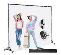 FEIFANTEAM Movable White Backdrop Stand with Pulley, Suitable for Studio Photography, Stage Background Layout, Portrait and Product Photography, Live Streaming, Cutout (7 * 10FT)
