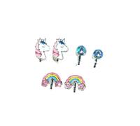 FEIFEI’S BOW 2/6 Pairs Princess Kitty Earrings for Women Girls Stainless Steel Multicolored Heart Rainbow Unicorn Stud Earrings Hypoallergenic Screwback Stud Earring