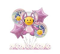 FEIFEI’S BOW 5pcs Princess Cinderella Foil Balloons Birthday Party Congratulations balloons Baby Shower Party Decorations Party Suppiles Accessories Theme kids (Stch Pink)