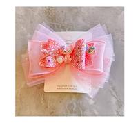 FEIFEI’S BOW Elsa Princess Bow Sparkling Snow Diamond Fancy Costume Party Girls Kids Hair Clips Alligator Barrettes Accessories Bows Hairpins with Long Ribbon (Pink Fox)