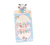 FEIFEI'S BOW 10Pcs 1 Pack kpop Children Acrylic Fake Nails Press on Pre-glue Full Cover Glitter Color Rainbow Kids Stick On False Nail Art Kits Set Girls Birthday Gift (Dog Long nails 10pcs)