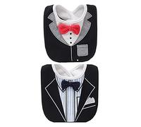 FEIFEI'S BOW 2PCS Baby Kids Bibs BOY MIXED DESIGN COTTON GENTLEMAN BOW FEEDING Bandana Apron Weaning (Set03)