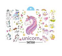 FEIFEI'S BOW 4 Sheets Kids Girls Princess Mermaid Temporary Tattoos Sticker Birthday Party Bag Fillers Favors Supplies Gifts Goodies,Fake Waterproof Temporary Tattoo Set (Unicorn)
