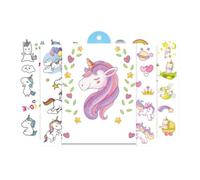 FEIFEI'S BOW 4 Sheets Temporary Tattoos Sticker Birthday Party Bag Fillers Favors Supplies Gifts Goodies,Fake Waterproof Temporary Tattoo Set (Unicorn)
