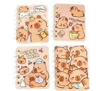 FEIFEI'S BOW 4PCS cute unicorn bus Notebook Wirebound Small Mini Pocket Journal Diary for Girls Boys Kids Gift Spiral bound A7 Lined Notebook Writing Drawing Notepad (Capybara)