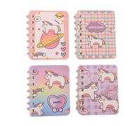 FEIFEI'S BOW 4PCS cute unicorn bus Notebook Wirebound Small Mini Pocket Journal Diary for Girls Boys Kids Gift Spiral bound A7 Lined Notebook Writing Drawing Notepad (Set02)