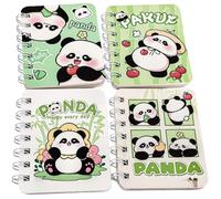 FEIFEI'S BOW 4PCS cute unicorn bus Notebook Wirebound Small Mini Pocket Journal Diary for Girls Boys Kids Gift Spiral bound A7 Lined Notebook Writing Drawing Notepad (Pandas)