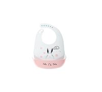 FEIFEI'S BOW Baby Bibs Cute Animals Dishwasher safe Comfortable Silicone Feeding Food Catcher Plastic Waterproof Weaning Kids (Rabbit)