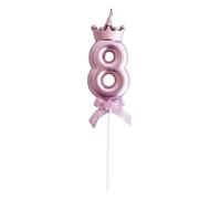 FEIFEI'S BOW Birthday Candles, Rose Gold 3D Number Happy Birthday Party Candle with Crown, Cake Topper Decorations for Teenagers Boys Girls (Imperial Crown, Number 8)