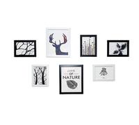 FEIFEI'S BOW Collage Picture Frames, Set of 7 Pieces Photo Wall Frame, Wood Collage Frames for Family Pictures, Stairs Creative Photo Wall Two 10x8 Five 7x5 (7PCS White+Black)