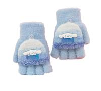 FEIFEI'S BOW Fingerless Flap Cover Gloves Elsa Spiderman Winter Knit Warm Mittens Soft Lined Fleece Thermal Outdoor Half Finger with Cover Convertible Flip Top for Kids boys girls (cinna)