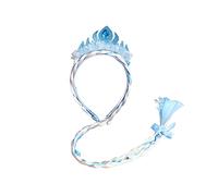 FEIFEI'S BOW Kids Girls Toddlers Blue Elsa Ponytail Hair Extension Party Hair clips Snowflake Crown Headband Hairband Costume Dress up Braided Wigs (Elsa blue crown headband)