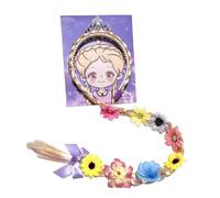 FEIFEI'S BOW Kids Girls Toddlers Blue Elsa Ponytail Hair Extension Party Hair clips Snowflake Crown Headband Hairband Costume Dress up Braided Wigs (Rapunzel crown headband 02)