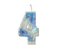 FEIFEI'S BOW Mermaid Birthday Candles Shell Sequins Candles for Cake Blue Ocean Beach Birthday Cake Sequins Shell Number Toppers for Girls Boys Party Decorations (Blue, Number 4)