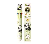 FEIFEI'S BOW Multicolor teddy bear Pens 0.5mm 10-in-1 Retractable Ballpoint Pens 10 Colors Transparent Barrel Ballpoint Pen for Office Supplies and kids school (Panda)