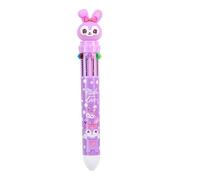 FEIFEI'S BOW Multicolor teddy bear Pens 0.5mm 10-in-1 Retractable Ballpoint Pens 10 Colors Transparent Barrel Ballpoint Pen for Office Supplies school (Purple Rabbit)