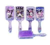 FEIFEI'S BOW Princess mermaid Hair Brush,Paddle Hairbrush for Girls Kids,Easily Glide Through Knots No Pull Glitter Bristle Tangle Brushes Sequin airbag comb Gift (KURO)