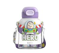 FEIFEI'S BOW Spider Water Bottle Reusable Kids 520ml PP with Two Lids Leak Proof with straw Lid BPA Free Drinking bottle (Buzz)