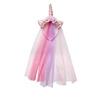 FEIFEI'S BOW Unicorn Horn Floral Headband with Rainbow veil Ears Pony Head Bands Tiara for Girls Kids Headbands Party Birthday Cosplay Fancy costume (Unicorn, one size)