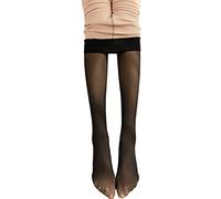 FEIFEI'S BOW Women Magic Extra Thick Warm Winter Double Lined Stretch Thermal Fleece Tights (Black with Fleece, One Size)