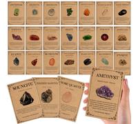 Feifeiya 100 Crystal Cards Oracle Crystal Wisdom Card Deck Craft | Stones and Gems, Meaning Identification, Healing Guide, Cardboard, Energy and Intuitive Message, Gift for Beginners