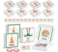 Feifeiya 12 Pcs Christmas Pizza Money Box for Cash Gift 7 x 7 Inch Pizza Boxes Money Holder Fun Gift for Surprise Funny Special Christmas Party Celebrations (Cash Not Include) (White)