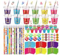 Feifeiya 144 Pcs Happy Birthday Party Favors Birthday Exchange Gifts Pencils Erasers Stampers Sharpeners Cups for Goodie Bag Stuffers