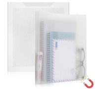 Feifeiya 2 Pack Magnetic File Holder Large Magnetic Pocket Wall Hanging Magazine Organizer Paper Mail Letters for Refrigerator Classroom Locker Whiteboard (Full Pocket,Clear Color,9.5 x 11 Inches)