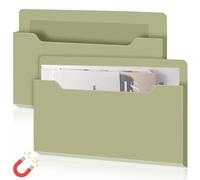 Feifeiya 2 Pack Magnetic File Holder Large Magnetic Pocket Wall Hanging Magazine Organizer Paper Mail Letters for Refrigerator Classroom Locker Whiteboard (Horizontal,Sage Green,13.8 x 8.3 Inches)