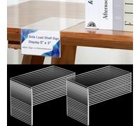 Feifeiya 24 Pcs Moveable Shelf Label Holders Bulk 5" x 3" Acrylic Clear Library Shelf Display Sign Retail Label Frame for Office Home Product Information Inventory