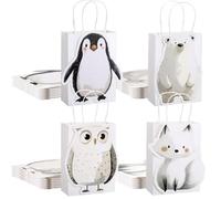Feifeiya 24 Pcs Winter Animals Party Favor Bags Polar Wonderland Penguin Seal Fox Bear Party Favors Arctic Animals Gifts Bags for Winter Baby Shower Christmas Holiday Birthday Supplies Decor